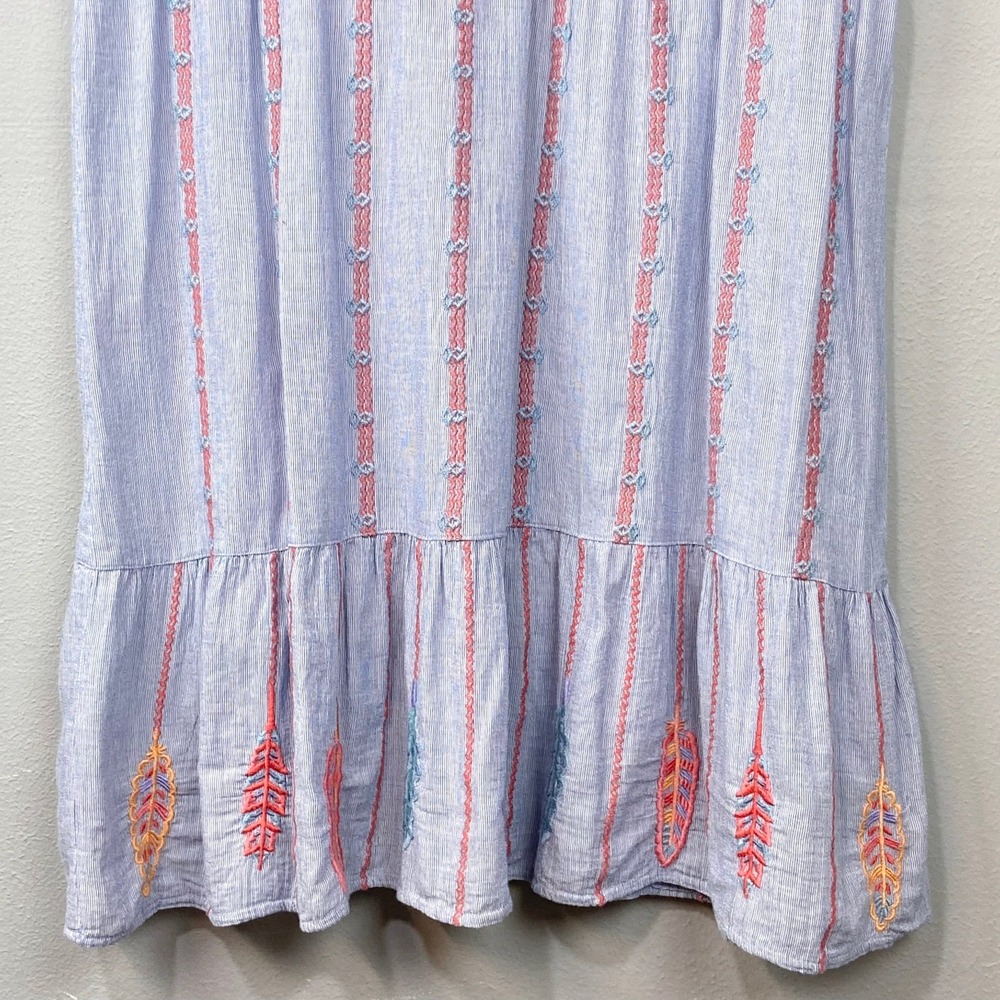 Johnny Was Workshop Dress Womens Size M Bereginia Embroidered Tank Blue Boho - Picture 3 of 8